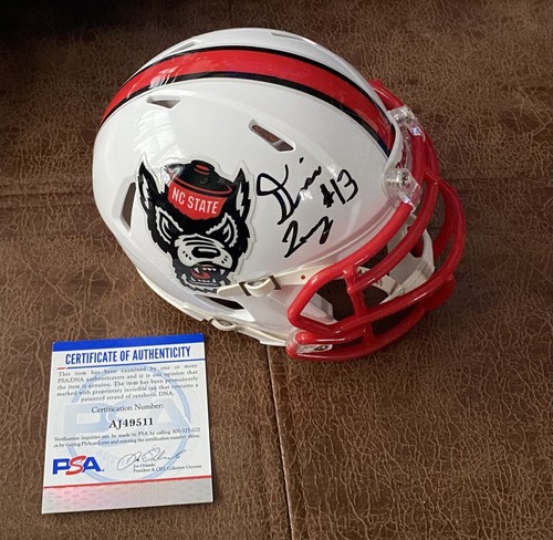 DEVIN LEARY #13 SIGNED NC State MINI FOOTBALL HELMET PSA/DNA Baltimore Ravens - Picture 2 of 5
