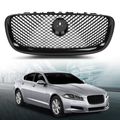 Front Bumper Upper Mesh Grille Fit For 2012 2013 2014 2015 Jaguar XF XFR Black