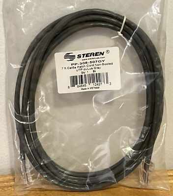 New Steren 7' ft Cat5e Patch Cord Non-Booted UTP cULus Grey PP-308-507GY 
