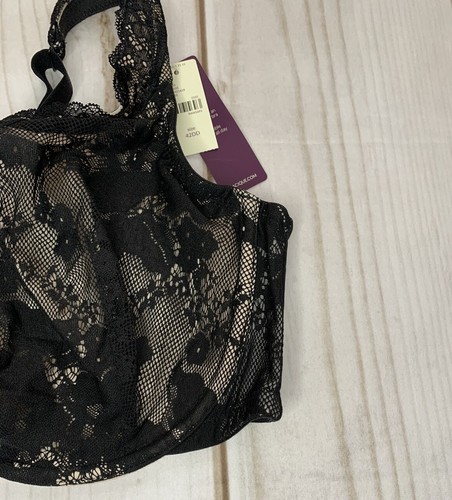 Cacique Bold Lace Full Coverage Bra Underwire Unlined Black 42DD - Picture 3 of 10