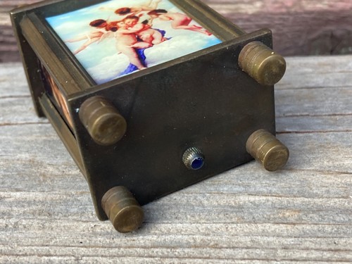 VTG OMEGA SUB MINIATURE CARRIAGE CLOCK w WOMAN NUDE PORTRAIT w BOX - Picture 5 of 6
