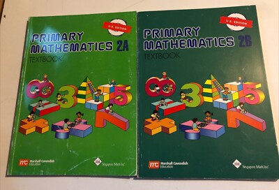 Singapore Math Primary Mathematics 2A 2B Textbooks U.S. Edition Set Lot Student
