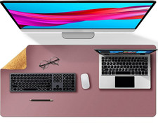 Office Desk Pad/Protector Natural Cork PU Leather Dual Side Mouse Pad 31.5x15.7