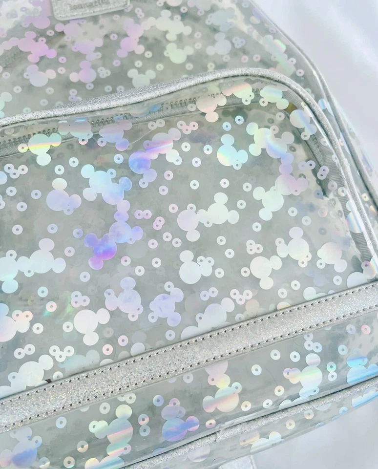 Mini Mochila Transparente Holográfica Metálica Espejo Mágico Loungefly Parks Disney Foto 3 de 4