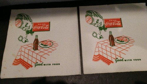 2 servilletas vintage fuente de soda de coca cola sin usar Sprite niño - Imagen 3 de 3