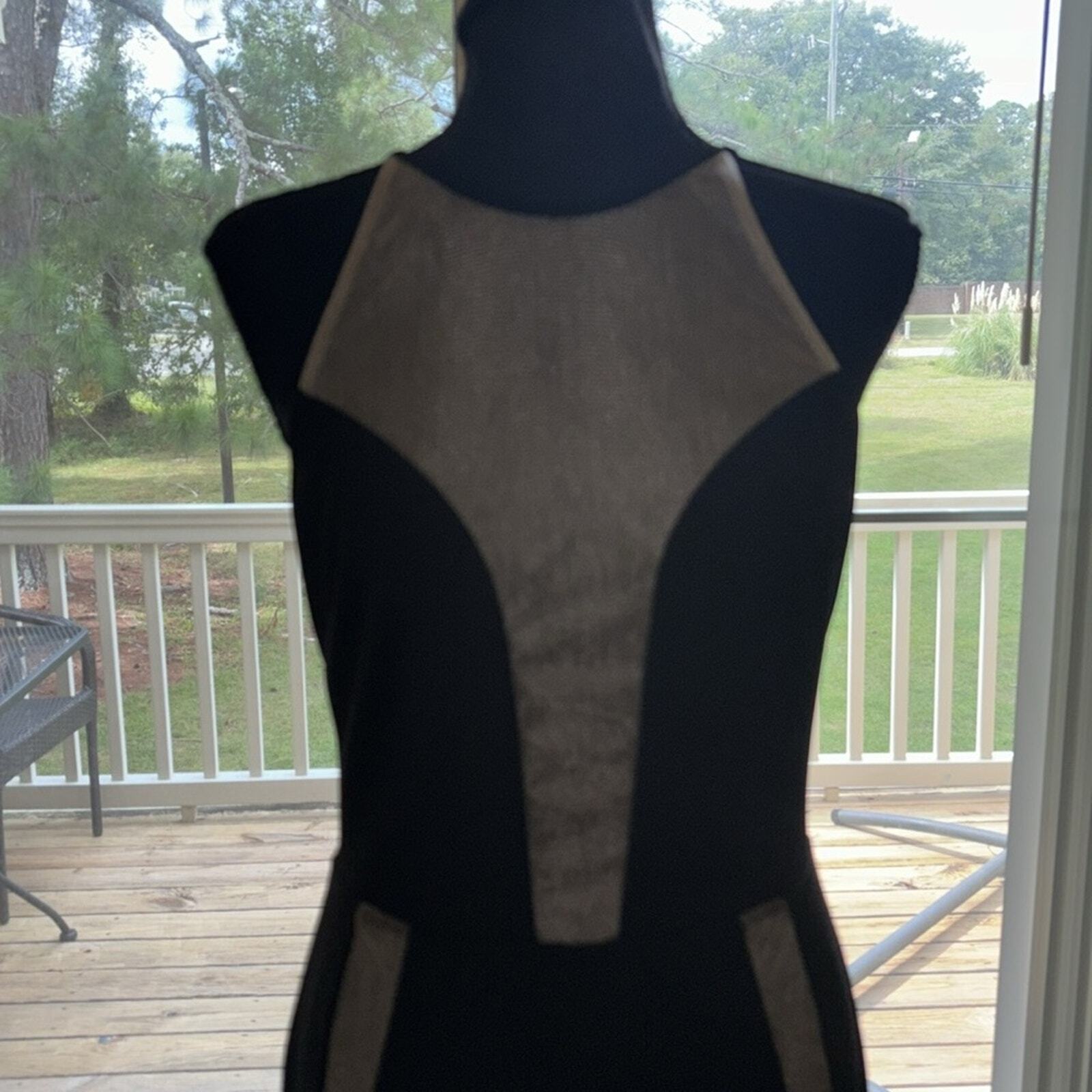 Bebe double split sheer bodice Cocktail long slip… - image 7