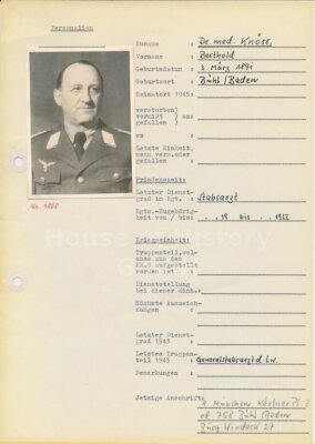 128123, Personalbogen des Generalstabsarzt d.Lw. Dr. med Berthold Knörr