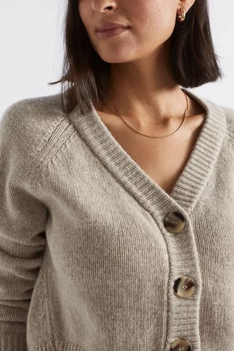 SEED Heritage Oatmeal 100% Merino Wool Cardigan - Size S - Picture 2 of 7