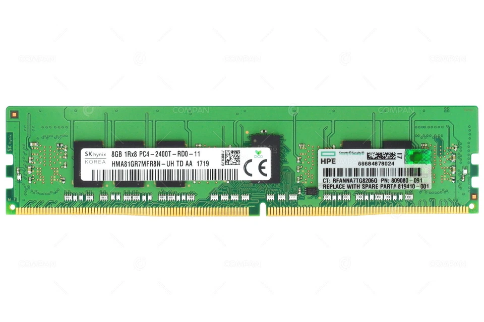 809080-091 HP DDR4 8GB 1RX8 PC4-19200 2400MHZ RDIMM - Image 2 of 4
