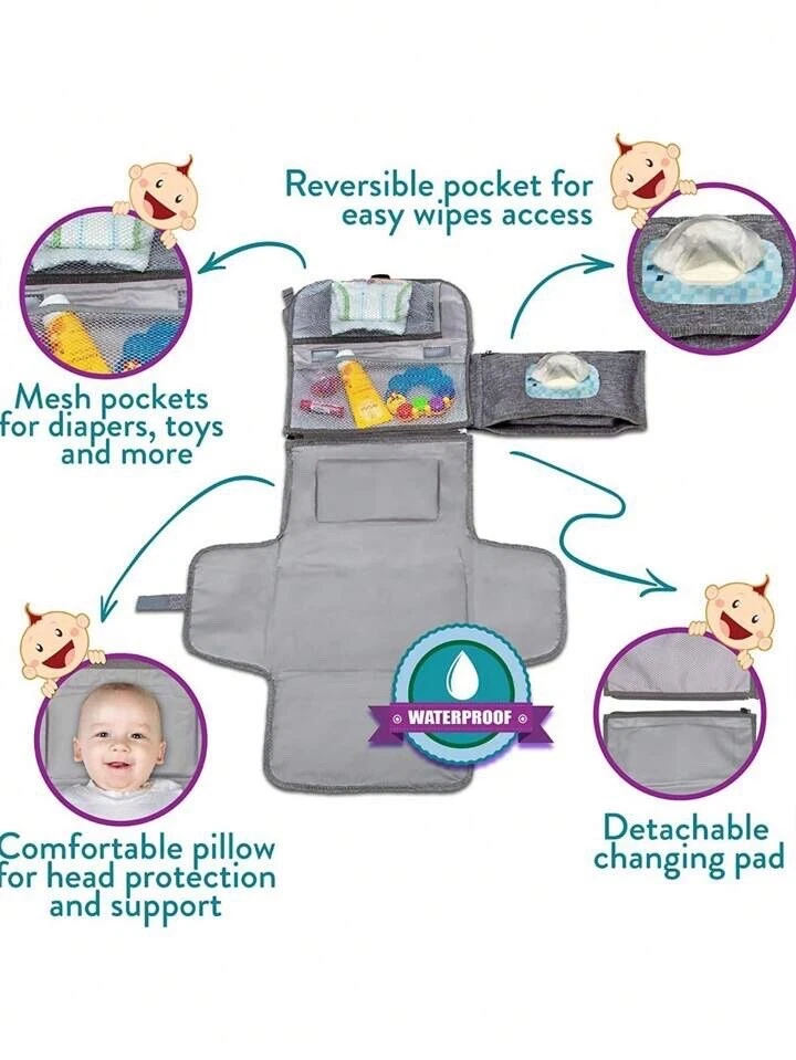 Cambiador de Pañales Portátil, Cambiador Portátil para Bebé Niña y Niño Foto 2 de 4