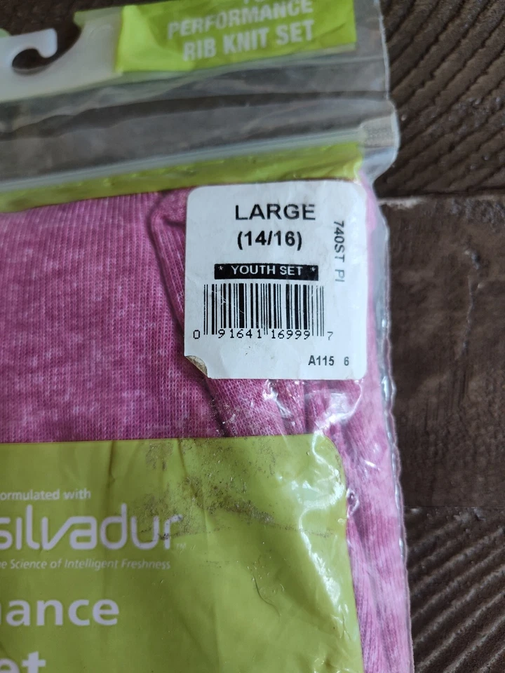 Indera Youth Performance Polyester Rib Knit Set with Silvadur, Pink, Large - Image 4 of 4