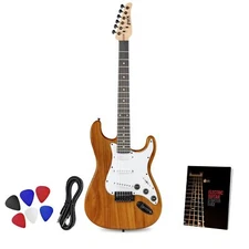 LyxPro CS Beginner 39” Electric Guitar & Electric Guitar Accessories, Mahogany