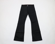 NOS Vtg Y2K Von Dutch Women 28 Spell Out Wide Leg Flared Stretch Jeans Black USA