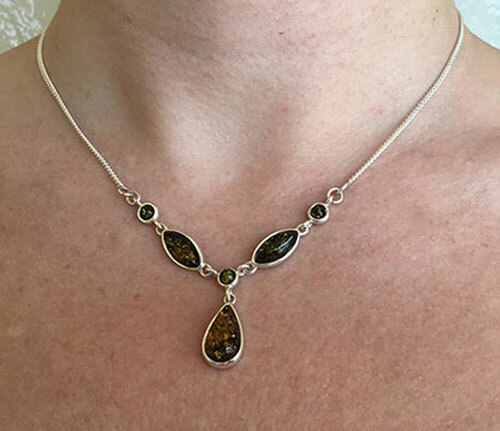 COLLANA GIROCOLLO BALTICO MIELE VERDE CILIEGIA o MULTICOLORE AMBRA E ARGENTO STERLING - Foto 5 di 16