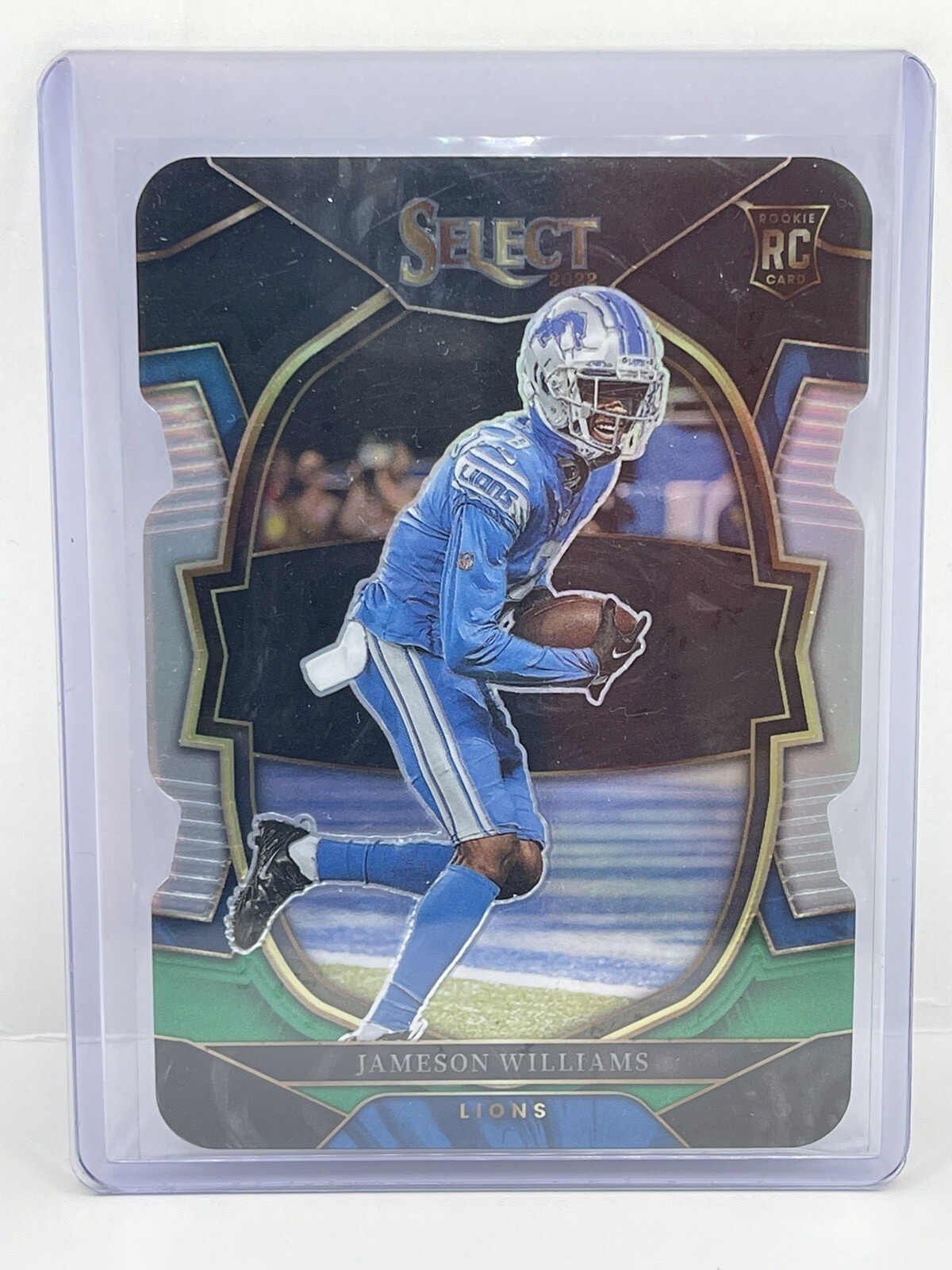 2022 Select Jameson Williams Rookie #57 Black & Green Prizm RC Die Cut Lions