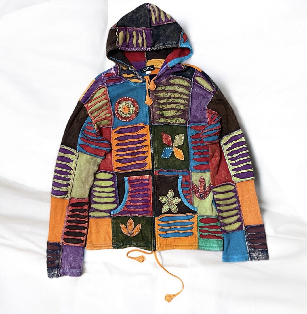 Women Stonewashed Slashed Patchwork Pixie Hooded … - image 1