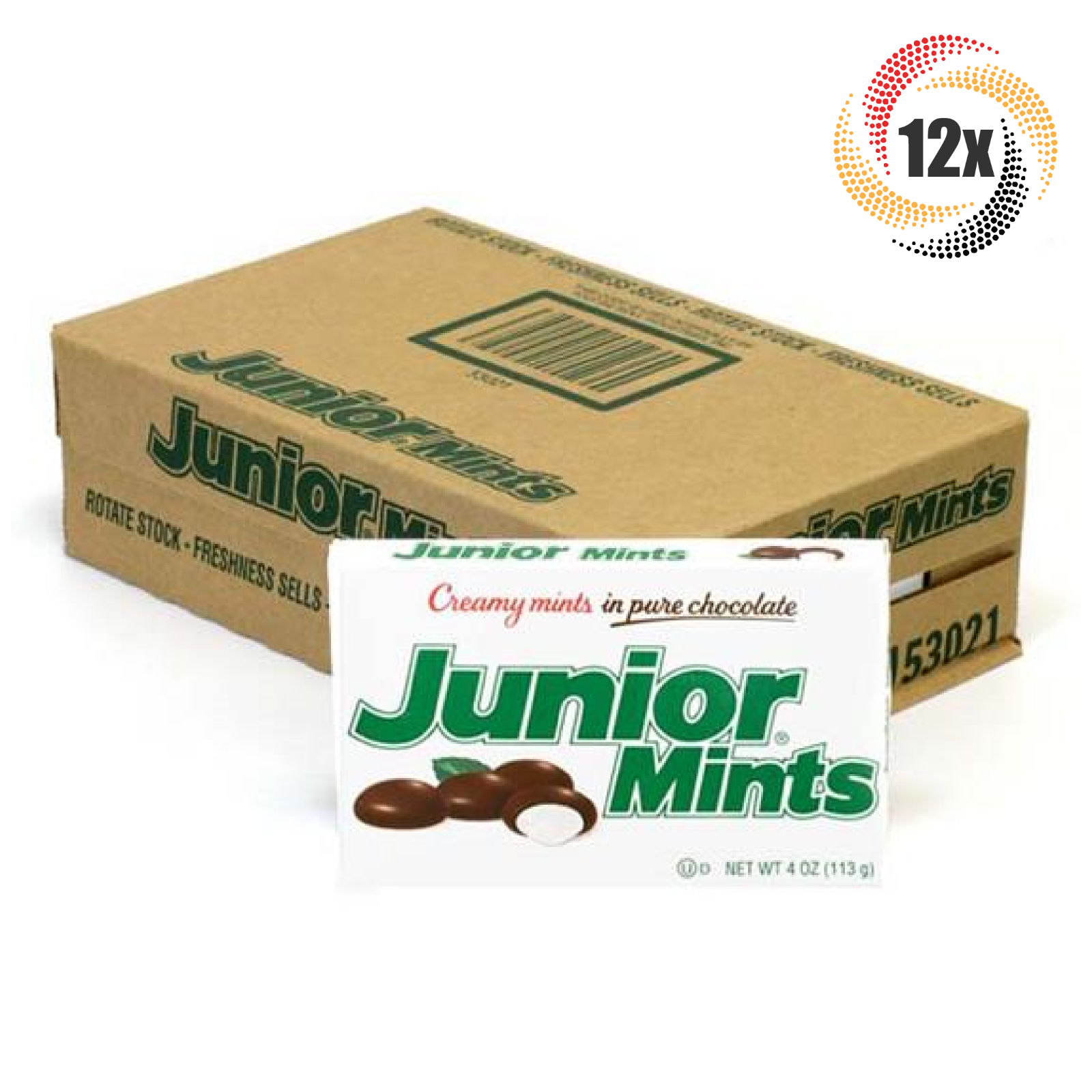 Full Box 12x Packs Junior Mints Creamy Mints In Pure Chocolate Theater