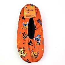 Snuggle Toes Disney Stitch Womens Sz 4-10 Orange Halloween Slipper Sock Slippers