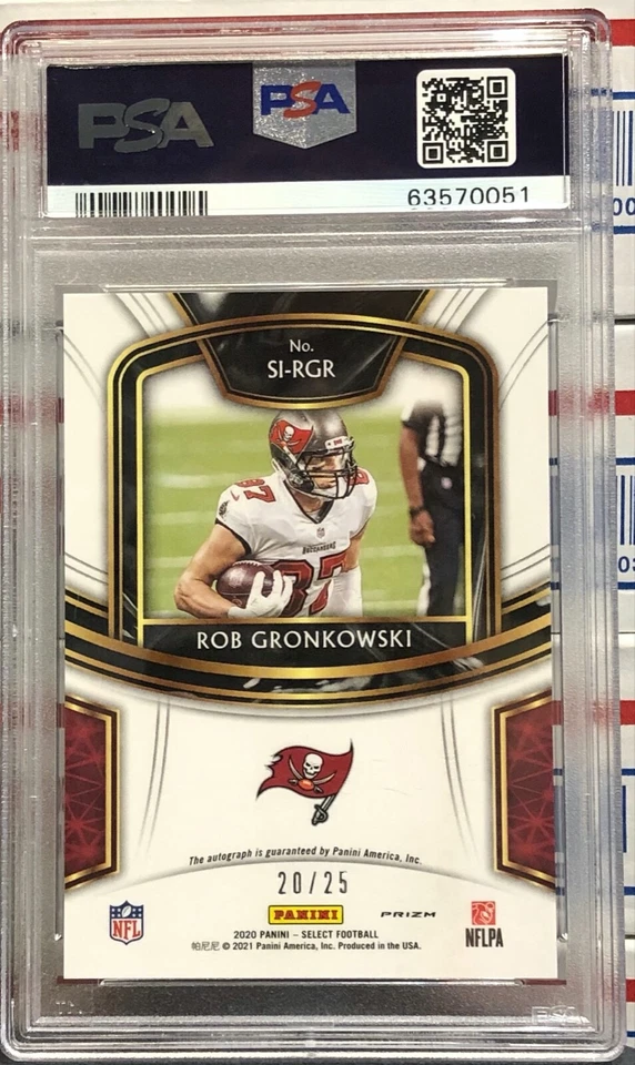 2020 SELECT ROB GRONKOWSKI, #41, AUTO, SILVER PRIZM, SI-RGR, #20/25, PSA 8, BUCS - Image 2 of 3