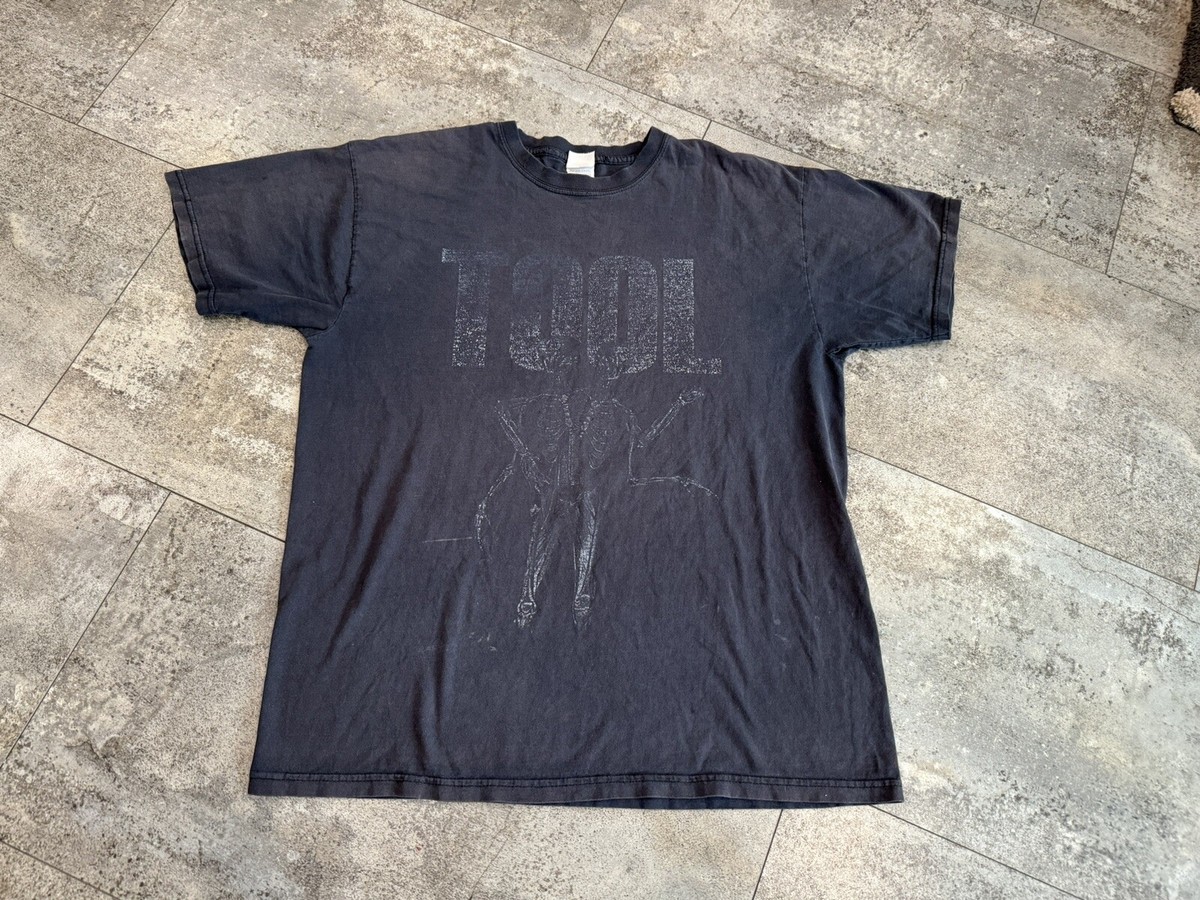 Vintage 00s TOOL Band Salival T Shirt Black Fade Skeleton Large 