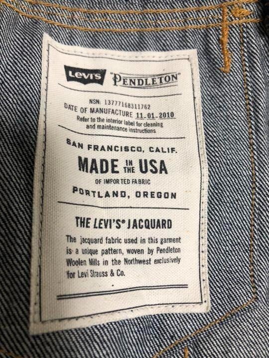 Levis x Pendleton Denim Jacket Black Multi S Chet… - image 3