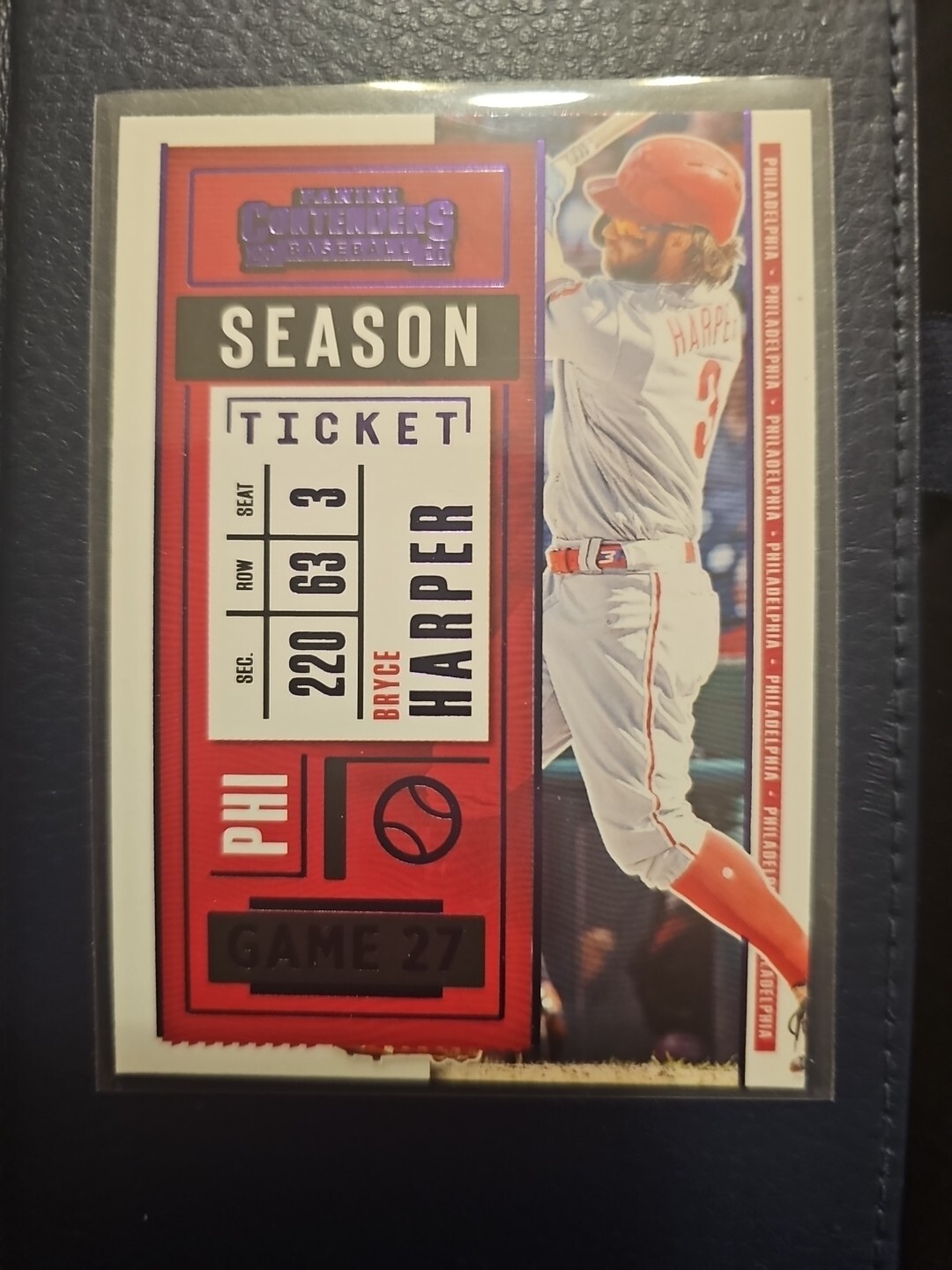 2020 Contenders Bryce Harper Season Ticket Purple Foil Philadelphia Phillies