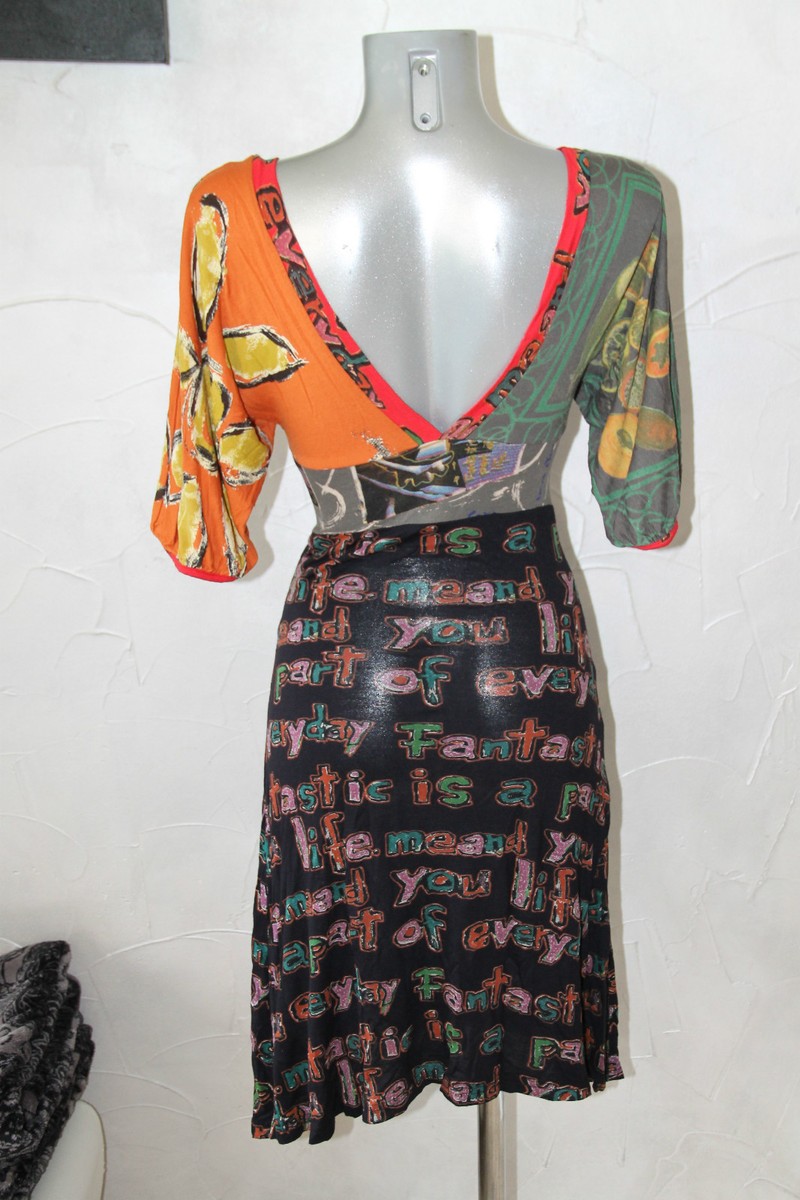 Robe Multicolore Desigual Taille XS En Viscose - Occasion En Excellent état, Longueur Genoux