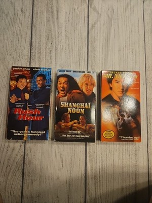 3 Vhs Lot Shanghai Noon Rush Hour Mr. Nice Guy Jackie Chan Owen Wilson Chris Tuc