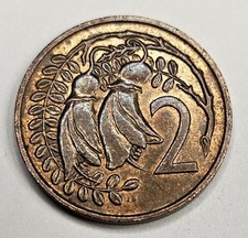 1976 New Zealand 2 Two Cents - Bronze Coin - Kowhai Leaves - World Coin