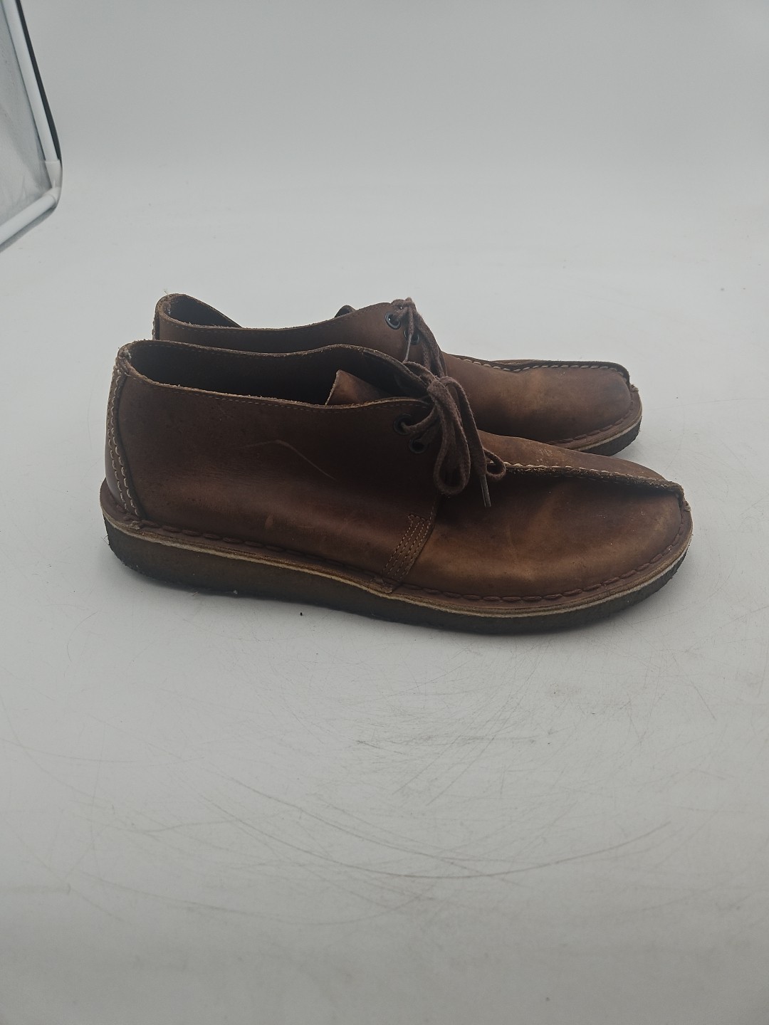 SAOLA Scarpe Clarks Originals Desert Trek in pelle marrone da uomo taglia:9 suola in crepe leggi