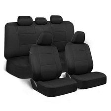 PolyPro Car Seat Covers Full Set in Front and Rear Split Bench Solid Black