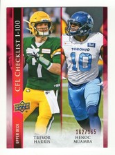 2021 UD CFL Henoc Muamba Trevor Harris RED Edmonton Elks Toronto Argos 162/165