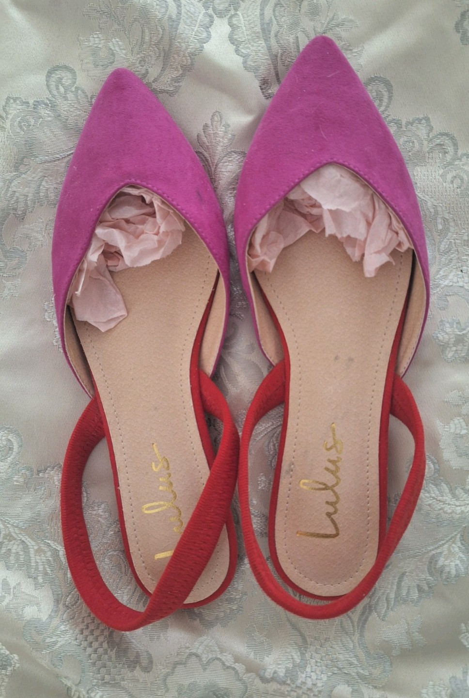 Lulus “Mae” fuchsia/red pointed-toe slingback flats Size 8.5M Never Worn