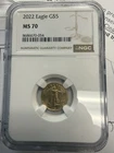 2022 American Gold Eagle $5, NGC MS70, Perfect Mint State