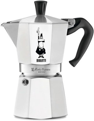 Bialetti Moka Express Ikonische Herdplatten-Espressomaschine, Aluminium, 270 Ml,