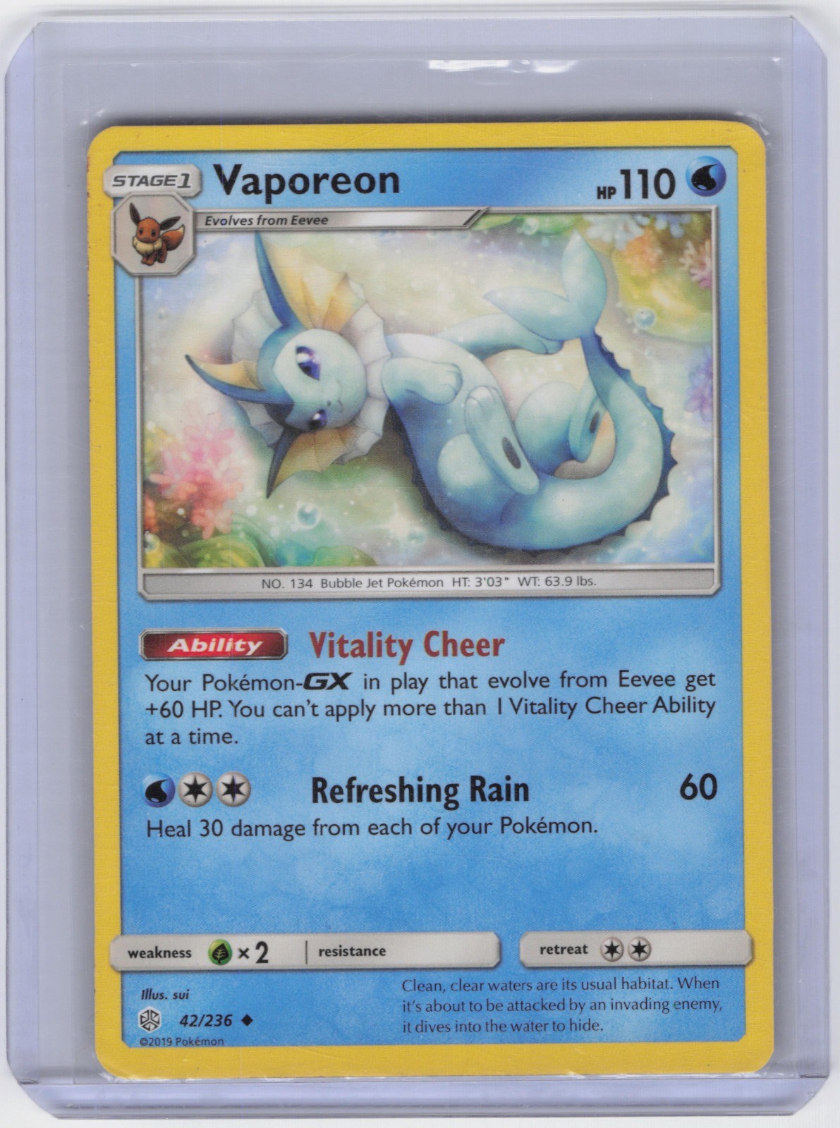 Vaporeon Uncommon SM - Cosmic Eclipse 42/236 NM