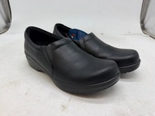 Easy Works By Easy Street Women's Black Leather Comfort Cushion Clogs Shoes - 8