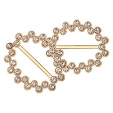 2pcs Silk Scarf Ring Clip Rhinestone Round Small T-Shirt Ties Buckle, Gold