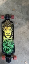 Krown Elite Rasta Lion Drop Through Longboard with Custom Graphic Deck