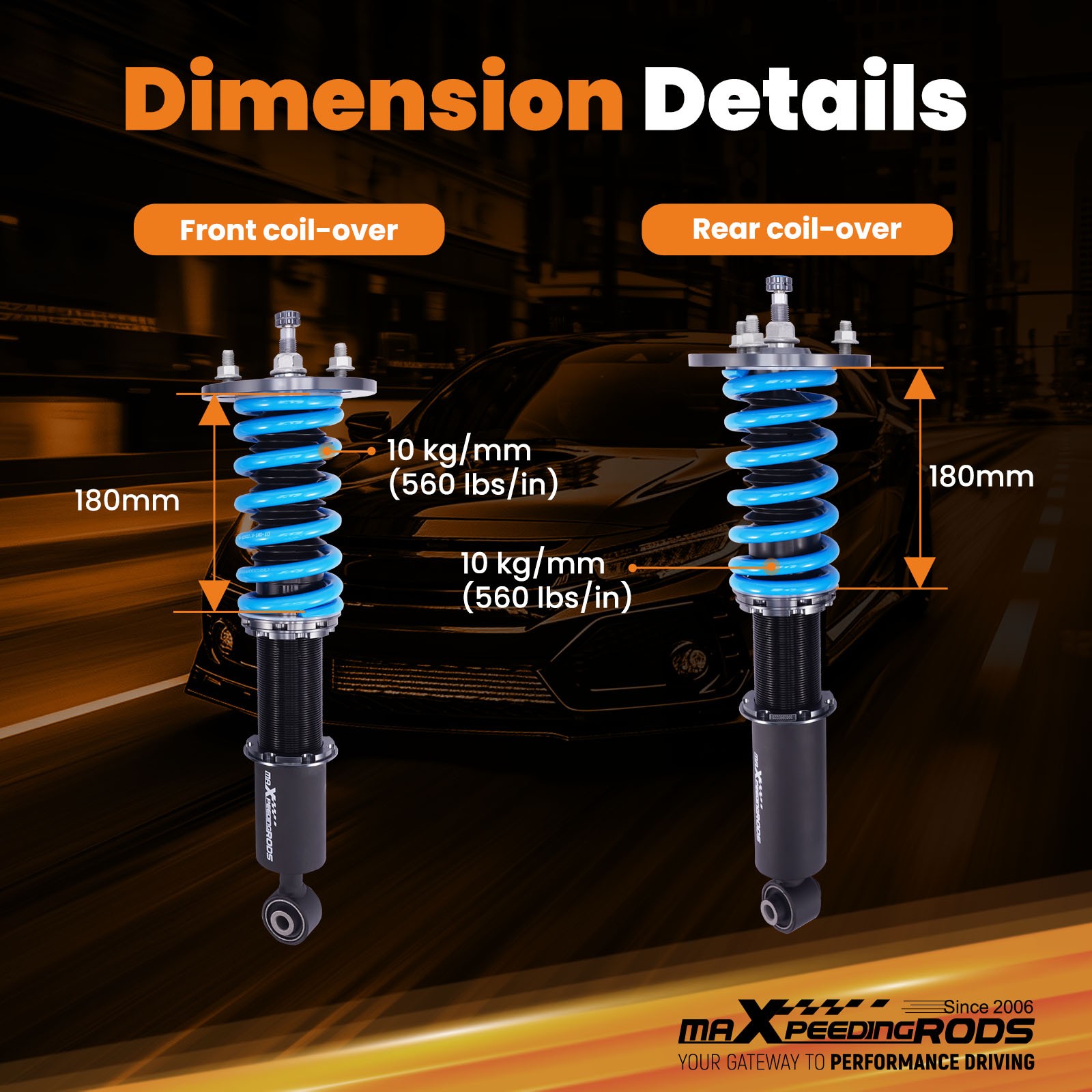 Coilover Shock Absorbers 24 Step Damper Struts Kit For Acura NSX 91-05