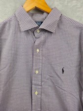 Vintage Polo Ralph Lauren Shirt Mens XXL Purple Gingham Plaid Long Sleeve Casual