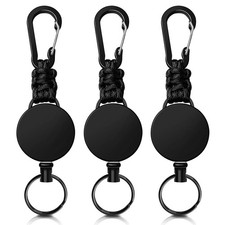 Retractable Keychain 3 Pack Heavy Duty Carabiner Badge Holder Extendable Reel...