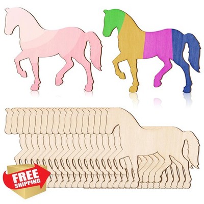 salbsever 20 pc 4 inch wooden horse cutouts