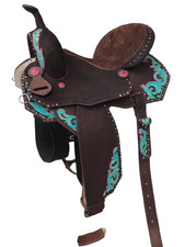 Barrel Saddle Leather Western Handmade Tooled Horse Racing Trail Tack Equestrian