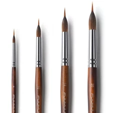 Watercolor Brushes Professional, Fuumuui 4Pcs Extended Needle Point Brushes S...
