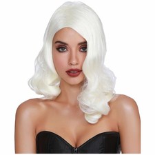 Hollywood Glamour Vintage 30s 40s Golden Era Platinum Blonde Womens Costume Wig