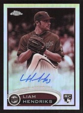 2012 TOPPS CHROME LIAM HENDRIKS 154 ROOKIE AUTOGRAPH SEPIA REFRACTOR 56/75 TWINS