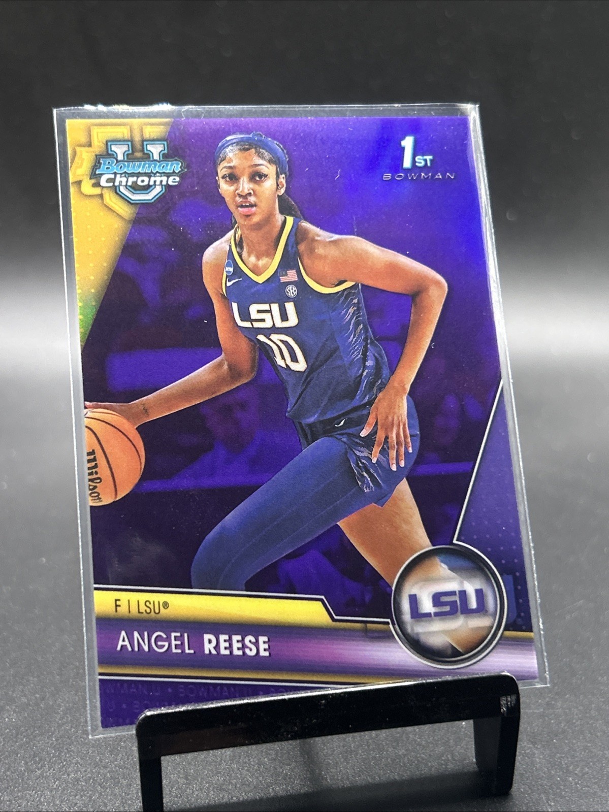 2023-24 Bowman University Chrome Purple Refractor 1st #49 Angel Reese /399
