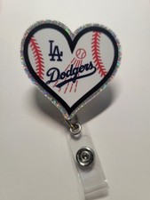 LA Dodgers Heart Retractable Badge Reel
