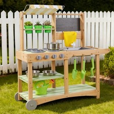 Uimoso Outdoor Mud Kitchen for Kids with Sink, Utensils, and Sunshade Canopy